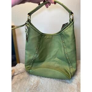 Vintage Y2K Rampage Green Leather Slouchy Hobo Gold Tone Studded Bag Purse NWT